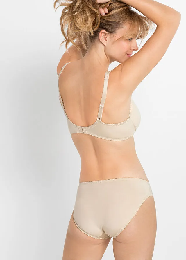 Bragas de material brillante (2 unidades) Marrón mate + beige arena